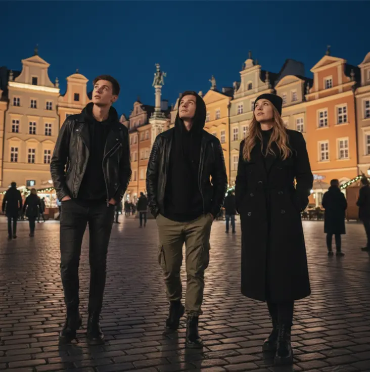 Centrum Wrocławia w nocy - iluminacje