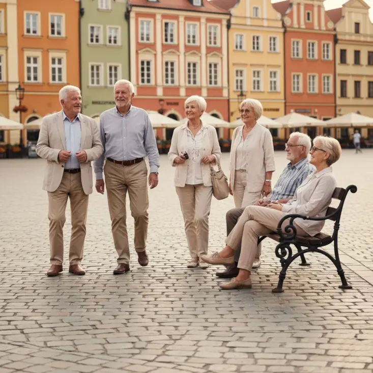 Centrum Wrocławia w dzień dla seniorów