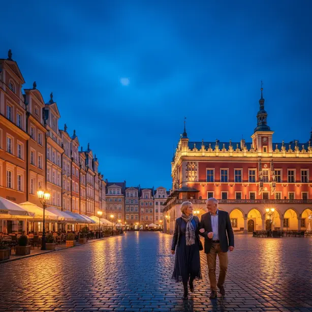 Centrum Wrocławia w nocy dla seniorów